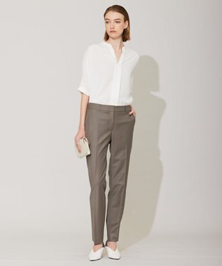 ICB L 【人気のため新色追加・洗える】BackSatinAmunzen 5分袖キーネックブラウス オフホワイト系