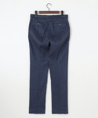 JOSEPH ABBOUD 【清涼/軽量/ストレッチ】ミックスリネンストライプ イージーパンツ ネイビー系1
