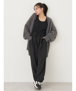 earth music&ecology 裾ドロストパラシュートパンツ Black