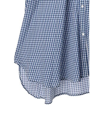 earth music&ecology コットンボイルギャザーワンピース Check Blue