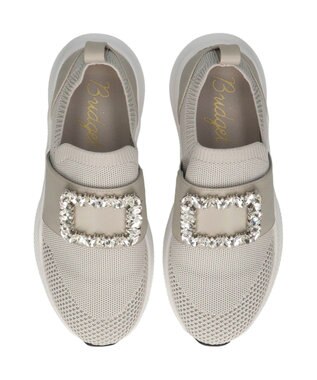 Bridget Birkin 【Bridget Birkin】ビジューバックルニットスニーカー ライトグレー