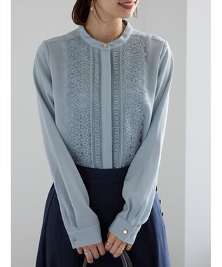 Te chichi フロントレースブラウス ブルー