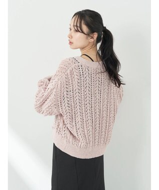 earth music&ecology スラブヤーンスカシカーディガン Pink