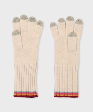Paul Smith ストライプ リブニット グローブ ベージュ