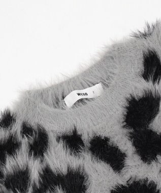 WEGO レオパードシャギーショートニット グレー