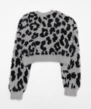 WEGO レオパードシャギーショートニット グレー