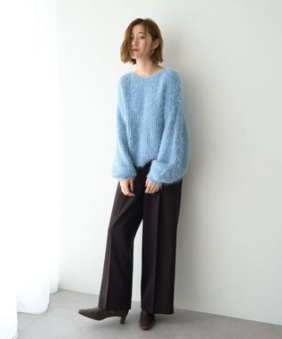 YECCA VECCA 金釦アクセントベルトワイドパンツ Dark Brown