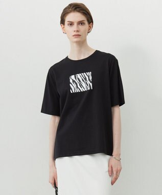 ICB L 【接触冷感・UVケア・洗える】ゼブラ柄 TEE ブラック系