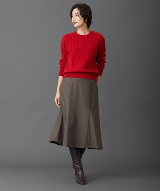 J.PRESS LADIES 【洗える】フラノハンドウォッシュ マーメイド スカート ダークブラウン系