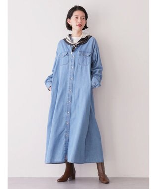AMERICAN HOLIC デニムＷポケットＡラインワンピース Light Indigo