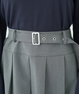 earth music&ecology ベルト付きプリーツミニスカート Gray