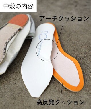 nouvelleRobe Oū 【本革・高反発】Pointed ポインテッドトゥ 型押しバレエシューズ ブラックメッシュ