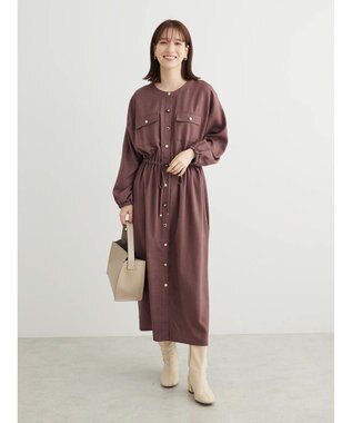 Green Parks ・ＥＬＥＮＣＡＲＥ　ＤＵＥ　イロイロ釦ドロストワンピース Brown