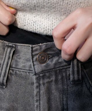 WEGO サイドラインワイドデニムパンツ スミクロ