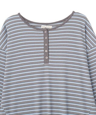 Green Parks ヘンリーネックワンピース Border Blue