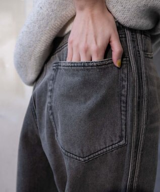 WEGO サイドラインワイドデニムパンツ スミクロ