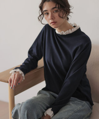 組曲 【WEB限定】レースフリルスタンド ニット