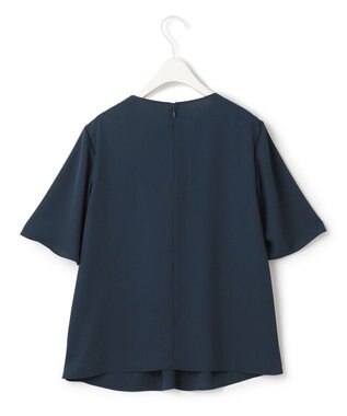 ICB 【洗える】ソフトジョーゼット　ランダムタックブラウス ネイビー系