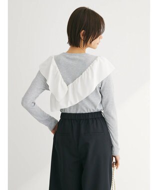 Green Parks ・ＳＵＧＡＲ　ＳＰＯＯＮ　アシンメトリーフリルロンＴＥＥ Gray Mixture