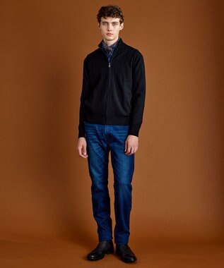 JOSEPH ABBOUD 【暖か起毛裏地付/ストレッチ】 レイヤード デニム パンツ ネイビー系