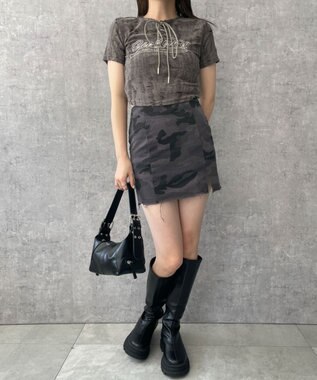 WEGO カモフラージュタイトミニスカート ブラックその他