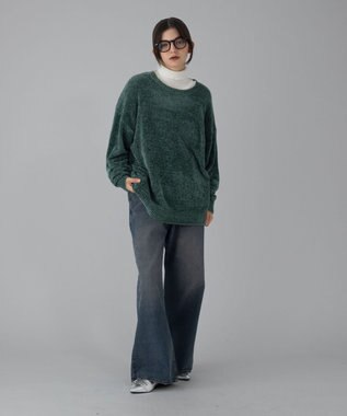 WEGO 【ユニセックス着用ITEM/MLサイズ展開】ベロアモールプルオーバー グリーン