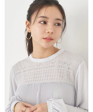 earth music&ecology レースプリーツブラウス Sax