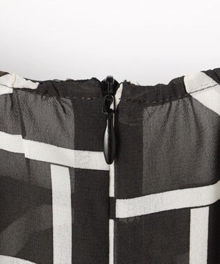 自由区 S ジオメトリックレトロプリント ワンピース グレーベース