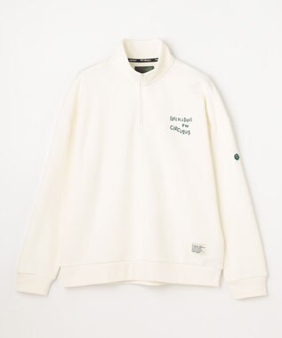 PW CIRCULUS 【MEN】ハーフジップ 裏毛スウェットトップス ゴルフ アイボリー系