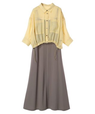 YECCA VECCA 【2点SET】シアーシャツ×Aラインキャミワンピース Beige