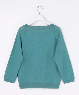 自由区 L ペーパーコットンスクエアネックニット プルオーバー ターコイズ