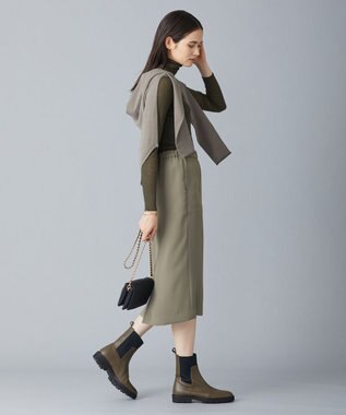 ICB 【WEB限定カラーあり・洗える】ライトダブルクロス スカート アッシュカーキ系