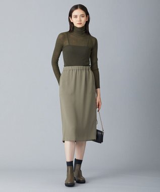 ICB 【WEB限定カラーあり・洗える】ライトダブルクロス スカート アッシュカーキ系