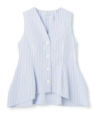 uncrave THOMAS MASON ペプラムジレブラウス ブルーストライプ