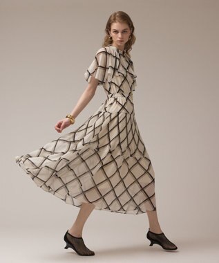 チェックプリントプリーツワンピース