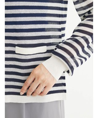 Green Parks 推しニット　クルーネックカーディガン Border