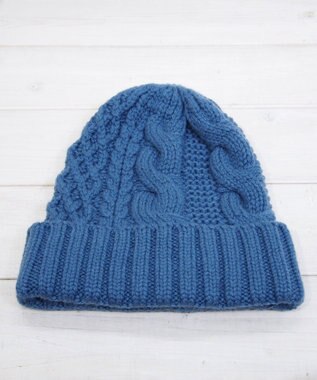 石田製帽 〈新色追加！〉カシミヤニット アラン編みワッチN ニット帽 ブルー