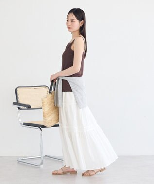 earth music&ecology カップ付レースキャミソール Brown