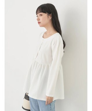 earth music&ecology ペプラムカットプルオーバー Off White