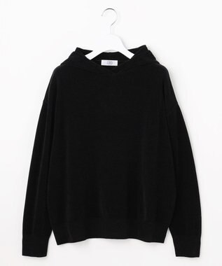 J.PRESS LADIES CHENILLE フーデッド ニット ブラック系