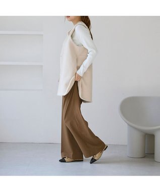 MODE ET JACOMO <carino>グリッターコンビフラットシューズ ベージュコンビ