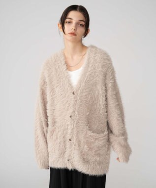 WEGO 【2025秋冬新作/ユニセックス着用ITEM/SMLサイズ展開】フェザーニットカーディガン ホワイト