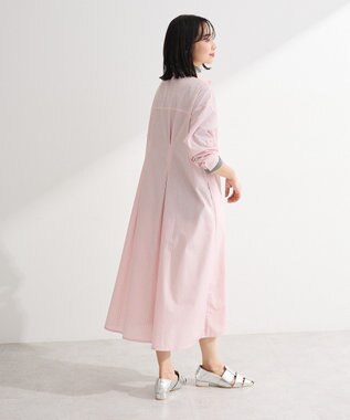 Green Parks イージーケア抜け衿ウエストタックシャツワンピース Pink
