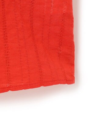 23区 L 【洗える】カラミ ストライプ  切り替え ブラウス オレンジ系