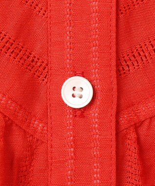 23区 L 【洗える】カラミ ストライプ  切り替え ブラウス オレンジ系