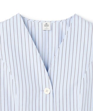 uncrave THOMAS MASON ペプラムジレブラウス ブルーストライプ