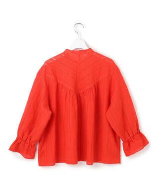 23区 L 【洗える】カラミ ストライプ  切り替え ブラウス オレンジ系