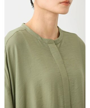 AMERICAN HOLIC 接触冷感バンドカラー切替シャツワンピース Khaki