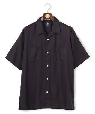 J.PRESS MEN 【J.PRESS ORIGINALS】Rayon Linen Oxford Open Half Sleeve Shirt / Baggy-Fit ネイビー系