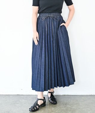 Ripo trenta anni 【大人気定番/特許技術】LONG PLEATS DENIM SKIRT プリーツ デニムスカート INDIGO